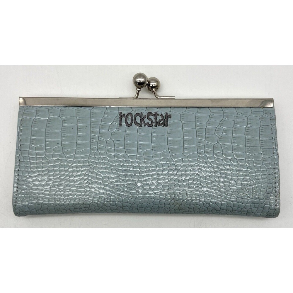 Rockstar Wallet‎ Gray Vinyl Shiny Gator Print